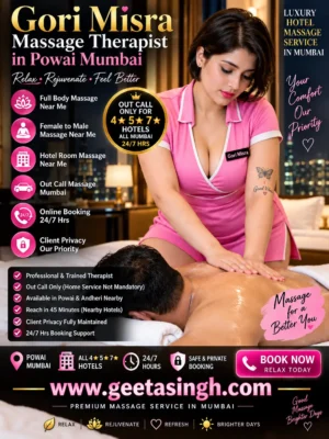 Gori Misra professional massage therapist providing luxury out-call massage service in Powai Mumbai