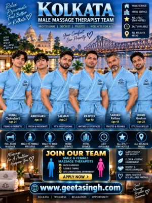 Experienced male wellness therapist team providing professional massage services across Kolkata