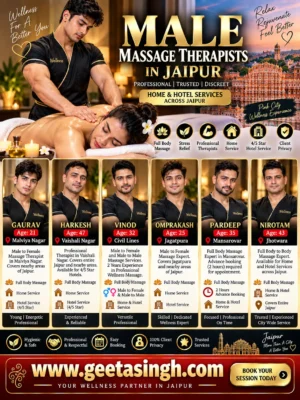 Professional male wellness massage therapist team serving Jaipur and nearby areas
