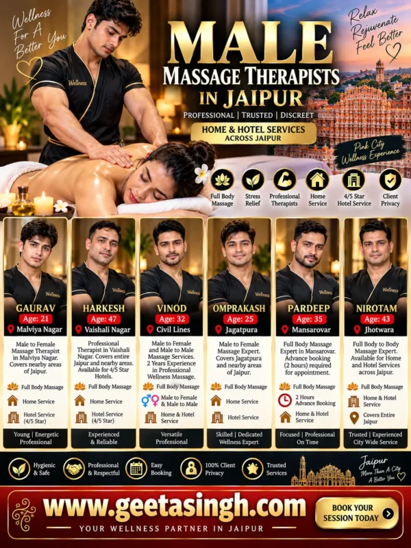 Professional male wellness massage therapist team serving Jaipur and nearby areas