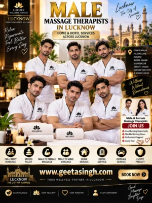 Professional male wellness massage therapist team serving Lucknow and nearby areas