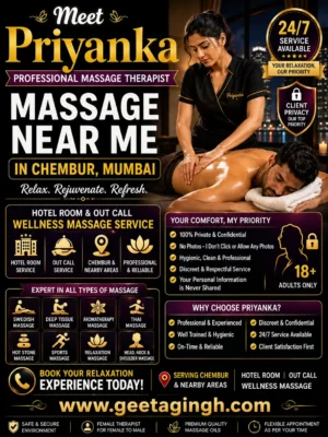 Priyanka professional female massage therapist offering massage near me in Chembur Mumbai