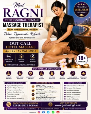 Ragni professional female massage therapist offering hotel room massage near Marine Drive Mumbai