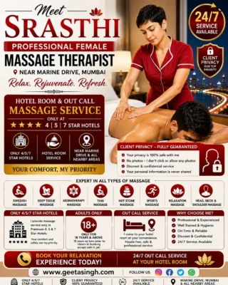 Srasthi professional female massage therapist near Marine Drive Mumbai